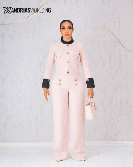 PEACH AND BLACK TROUSER SET